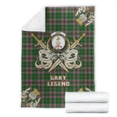 Gray Hunting Tartan Gold Courage Symbol Blanket