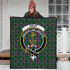 Gray Hunting Tartan Crest Quilt
