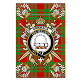 Grierson Tartan Crest Black Garden Flag - Gold Thistle Style