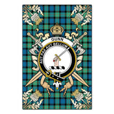 Gunn Ancient Tartan Crest Black Garden Flag - Gold Thistle Style