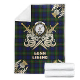 Gunn Modern Tartan Gold Courage Symbol Blanket