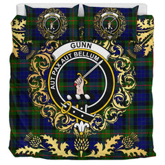Gunn Modern Tartan Crest Bedding Set - Golden Thistle Style