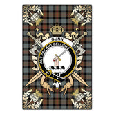 Gunn Weathered Tartan Crest Black Garden Flag - Gold Thistle Style