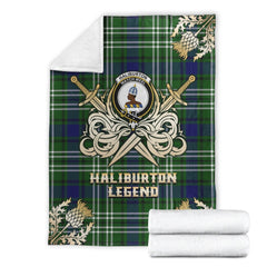 Haliburton Tartan Gold Courage Symbol Blanket