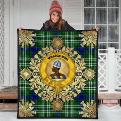 Haliburton Tartan Crest Premium Quilt - Gold Thistle Style