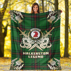 Halkerston Tartan Gold Courage Symbol Blanket