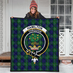 Hamilton Green Hunting Tartan Crest Quilt
