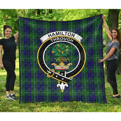 Hamilton Green Hunting Tartan Crest Quilt