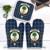 Hamilton Hunting Modern Tartan Crest Oven Mitt And Pot Holder (2 Oven Mitts + 1 Pot Holder)