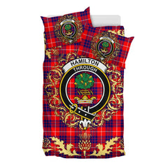 Hamilton Modern Tartan Crest Bedding Set - Golden Thistle Style