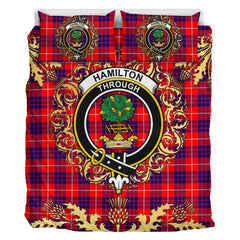 Hamilton Modern Tartan Crest Bedding Set - Golden Thistle Style