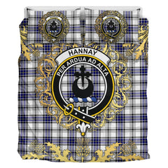 Hannay Modern Tartan Crest Bedding Set - Golden Thistle Style