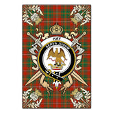 Hay Ancient Tartan Crest Black Garden Flag - Gold Thistle Style