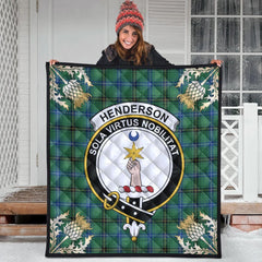 Henderson Ancient Tartan Crest Premium Quilt - Gold Thistle Style