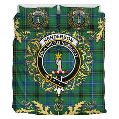 Henderson Ancient Tartan Crest Bedding Set - Golden Thistle Style