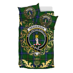 Henderson Modern Tartan Crest Bedding Set - Golden Thistle Style