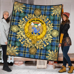 Hope Tartan Crest Premium Quilt - Gold Thistle Style