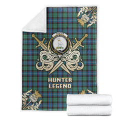 Hunter Ancient Tartan Gold Courage Symbol Blanket