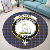 Hunter Modern Tartan Crest Round Rug