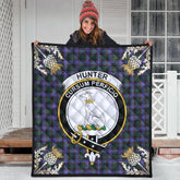 Hunter Modern Tartan Crest Premium Quilt - Gold Thistle Style