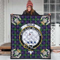 Inglis Modern Tartan Crest Premium Quilt - Gold Thistle Style
