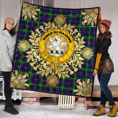 Inglis Modern Tartan Crest Premium Quilt - Gold Thistle Style