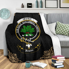 Irvine Crest Tartan Premium Blanket Black
