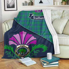 Irvine Tartan Crest Premium Blanket - Thistle Style