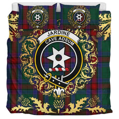 Jardine Dress Tartan Crest Bedding Set - Golden Thistle Style