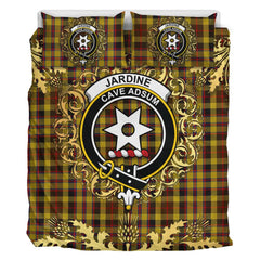Jardine of Castlemilk Tartan Crest Bedding Set - Golden Thistle Style