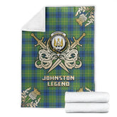 Johnston Ancient Tartan Gold Courage Symbol Blanket