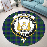 Johnston Modern Tartan Crest Round Rug