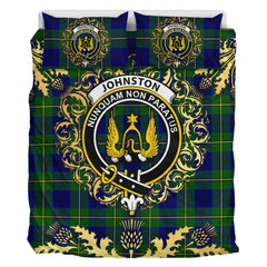 Johnston Modern Tartan Crest Bedding Set - Golden Thistle Style