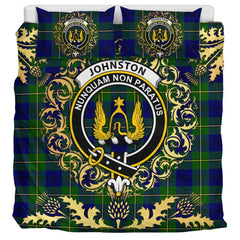 Johnston Modern Tartan Crest Bedding Set - Golden Thistle Style