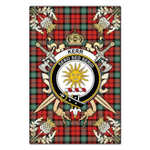 Kerr Ancient Tartan Crest Black Garden Flag - Gold Thistle Style