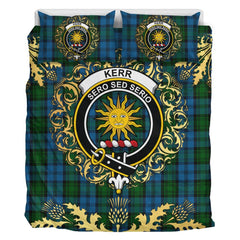 Kerr Hunting Tartan Crest Bedding Set - Golden Thistle Style