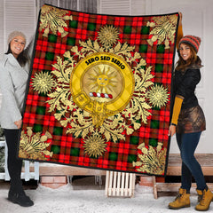 Kerr Modern Tartan Crest Premium Quilt - Gold Thistle Style