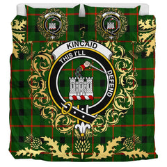 Kincaid Modern Tartan Crest Bedding Set - Golden Thistle Style