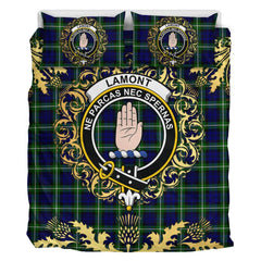 Lamont Modern Tartan Crest Bedding Set - Golden Thistle Style