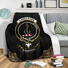 Langlands Crest Tartan Premium Blanket Black