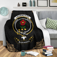 Learmonth Crest Tartan Premium Blanket Black