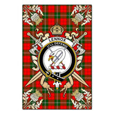 Lennox Modern Tartan Crest Black Garden Flag - Gold Thistle Style