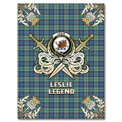Leslie Hunting Ancient Tartan Gold Courage Symbol Blanket