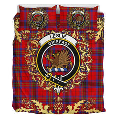 Leslie Modern Tartan Crest Bedding Set - Golden Thistle Style