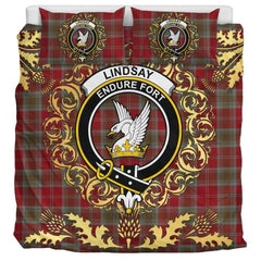 Lindsay Weathered Tartan Crest Bedding Set - Golden Thistle Style