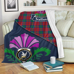 Lindsay Tartan Crest Premium Blanket - Thistle Style