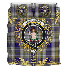 Livingston (MacLea) Dress Tartan Crest Bedding Set - Golden Thistle Style