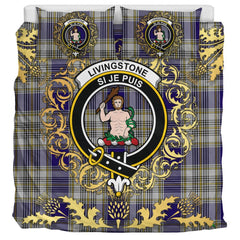 Livingston (MacLea) Dress Tartan Crest Bedding Set - Golden Thistle Style