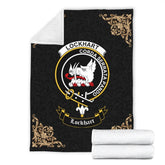 Lockhart Crest Tartan Premium Blanket Black