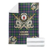 Logan Ancient Tartan Gold Courage Symbol Blanket